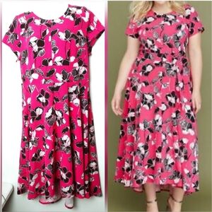 LANE BRYAN Floral Hi Low Hemm Dress Women's 20(2X) Pink Floral Print